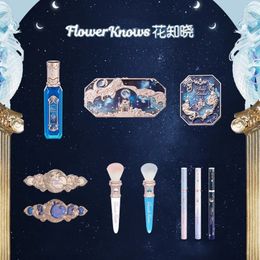 Flower Knows Moonlight Mermaid Series Wang Blush Lipgloss Spiegel Oogschaduw Eyeliner Potlood Waterdicht Zweetbestendig 240301