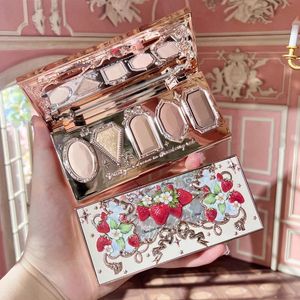 Flower Knows Strawberry Rococo Eyeshadow Pressed Glitter 5 Color Eye Shadow Creamy Texture Natural Bronze Cosmetic Eye Shadows 240119