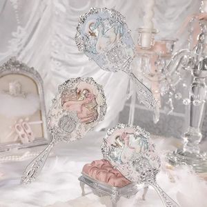 Flower Knows Swan Ballet Series Miroir à main 3 types d'outils de maquillage en relief exquis rose bleu blanc 240315