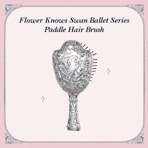 Flower Knows Swan Ballet Series Paddle Hair Brush Air Cushion Hair Comb Halp Massage 240407