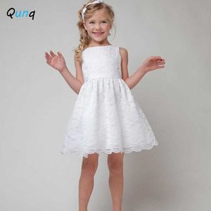 Fleur Dentelle Filles Princesse Robe D'été Sans Manches Enfants De Mariage Robes De Fête D'anniversaire pour Fille Toddler Ados Enfants Costume Q0716