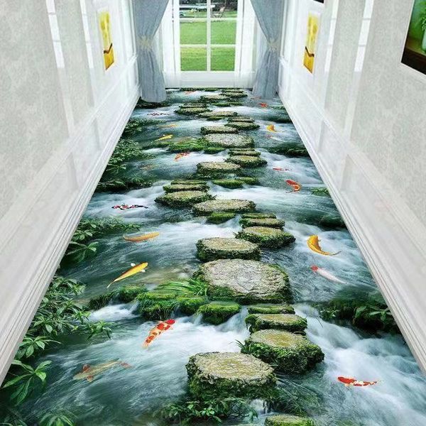 Path de pelouse de fleurs 3d tapis couloir de couloir de couloir pastoral Tapis de salon pour enfants pour chambre à coucher