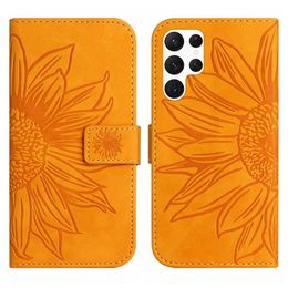 Custodie a portafoglio in pelle fiore per Samsung A03 Core S22 Plus Note 20 Ultra S21 FE S20 A13 4G 5G Girasole floreale moda porta carta di credito ID slot Flip Cover Lady Book Purse