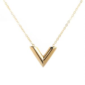 Bloemvergrendeling Ketting Letter v Titanium staalontwerper voor vrouwen Men Gift 18K Titaniums staal