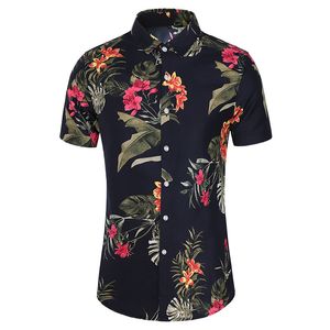 Fleur Hommes Chemise Marque À Manches Courtes Plus La Taille Chemises Hommes Imprimer Casual Vacances Camisas Summer Beach Hawaiian Tops 210524