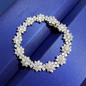 Flower Moissanite Diamond Bangle armband 100% Real 925 Sterling Silver Wedding armbanden voor vrouwen Bruidsbetrokkenheid sieraden