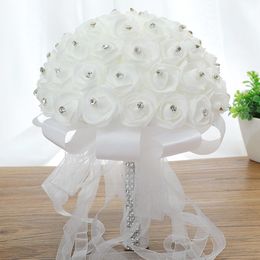 Fleur Nouvelle simulation Wedding Rose Handheld Flower Bundle White Wedding Bride Handheld Fleur