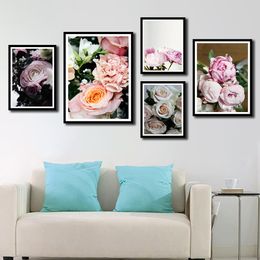 Pósteres nórdicos de flores e impresiones cuadro sobre lienzo para pared cuadros para decoración para sala de estar