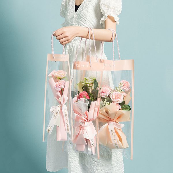 Caja de embalaje de flores, bolsa transparente de PVC para ramo de flores, decoración de floristería, bolso transparente, bolsa de embalaje de colocación