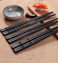 Китайские палочки для еды с цветочным узором черного цвета, нескользящие прочные палочки для кухни el Restaurant2063313