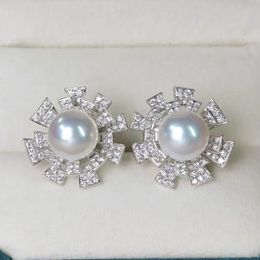 Boucles d'oreilles en forme de fleur et de diamant pour femmes, bijoux de fiançailles, en argent Sterling véritable, pour fête de mariage, promesse de mariée