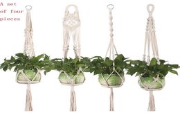 Bloempot hangende mand planten hanger haak bloem pot handgemaakte breien natuurlijke fijne snoer plantenhouder houder mand balkon decora4337980