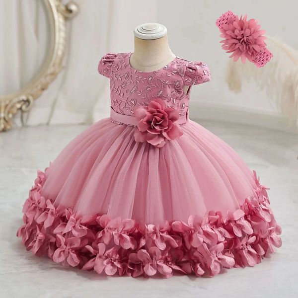 Robe de princesse fleurie pour filles 0 à 12 mois mignon bowknot vêtements de pétale bébé fille robes broderies