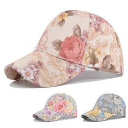 Flower Print Baseball Cap Chinese stijl Graffiti Hip Hop Caps Outdoor Fashion Floral Visor Sun Hat Women Snapback hoeden Casquette