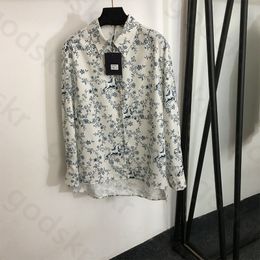 Bloemenprint reversoverhemd Damesmode Klassieke knoopblouse Lange mouw Ademende dunne blouse