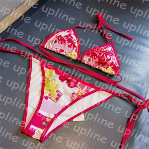 Bloemenprint Eendelig Badmode Vrouwen Lace Up Bandage Bikini's Zomer Designer Backless Halter Biquinis Set Zwempak