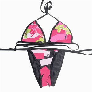 Fleur Imprimer Maillots De Bain Femmes Lettres Imprimer Maillot De Bain Sexy Bikinis Ensemble Deux Pièces Maillot De Bain