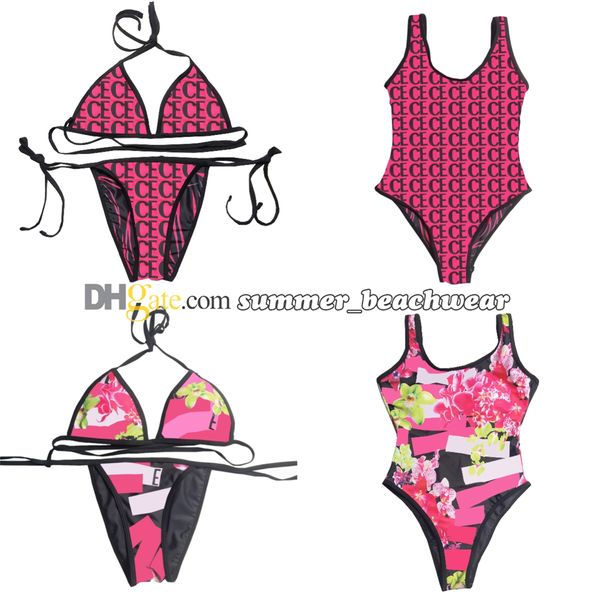 Maillot de bain imprimé fleur femmes Sexy maillot de bain fendu lettres imprimer maillot de bain concepteur vêtements de natation