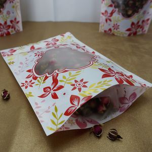 Fleur Impression Matte Transparent Ziplock Sacs Autoportant, Stand Up Rose Tea Bag Zip Refermable Alimentaire Pochette D'emballage Livraison Gratuite Doypack