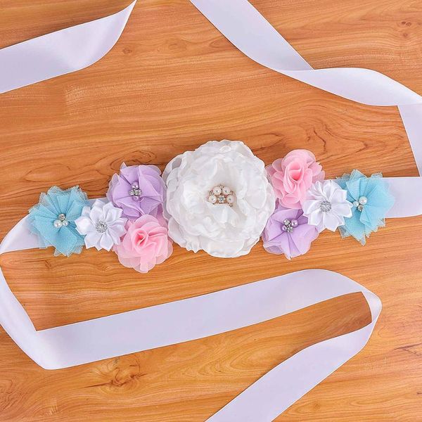 Flower Sash Floral Maternity Sash Embarazo Cinturón de vientre Propiedades Regalo Baby Shower Party Girl Bindo