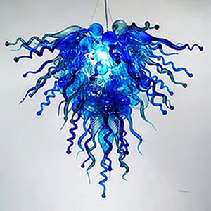 Hanglampen bloem vorm blauw groen kristal kroonluchters eigentijdse hand geblazen glas kroonluchter verlichting led bollen slaapkamer woondecoratie lichten-z