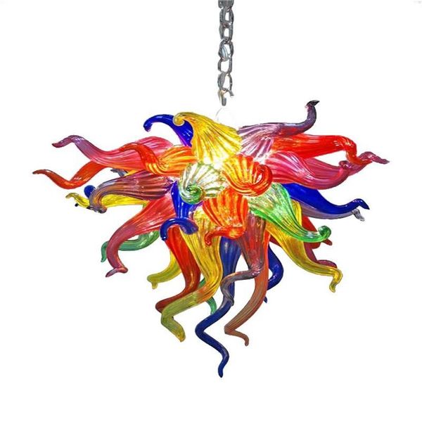 Iluminación colgante de cristal con forma de flor, candelabros de vidrio soplado de colores, luces para sala de estar, iluminación moderna 283d