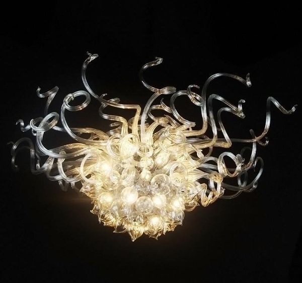 Lámparas Transparente LED Colgante Lámpara Estilo Borosilicate Arte Decoración Moderno Mano Florada Lámpara de vidrio