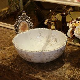 Lavabo blanc en forme de fleur lavabo en céramique et porcelaine éviers de salle de bains bassingood qté Dwdnb