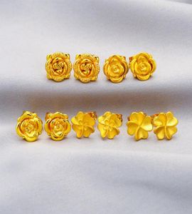 Bloemvormige mode -stud oorbellen voor meisjeskinderen Lady 18k geel goud gevulde charme mooie sieraden cadeau1690767