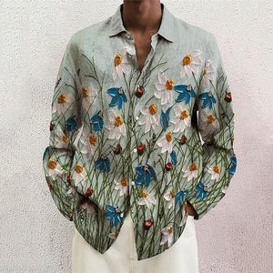 Chemise de fleur 2023 Nouvelle chemise à manches à manches longues pour hommes à manches à poitrine à poitrine unique de la rue S-6xl High Quality