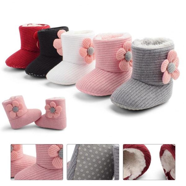 Chaussures à fleurs bottes accrocheuses légères coupe-vent bébé chaussures chaudes d'hiver pour enfants