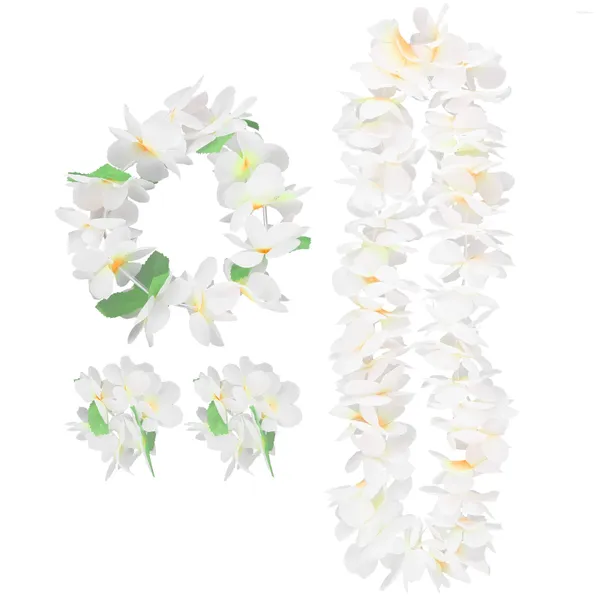 Fleurs 4 pièces décoratives casque hawaïen guirlandes de fleurs épaissir couronne florale colliers artificiels