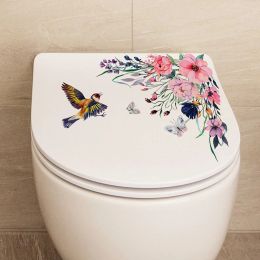 Fleurs et oiseaux Salle de bain Toilet de toilette Couvercle couvercle autocollants