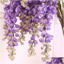 Bloemen kunstmatige decoratieve wijnstok kransen slinger wisteria rattan muur hangende snaar romantische boog decoratie nep klimop planten drop d dh2zt h2zt