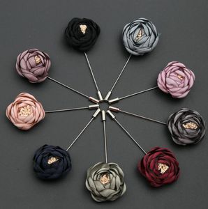 Broches de flores Corsages Pins para hombres y mujeres Vestido de edición de tela de alta calidad Broches de rebeca de regalo de tela de 9 colores