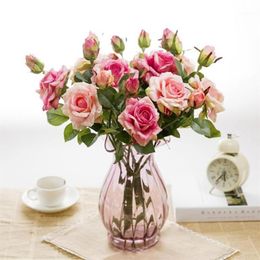 Boutons de fleurs roses artificielles en Latex, pour mariage, Bouquet de fleurs au toucher réel, décorations pour la maison, Party302j