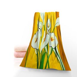 Bloemen calla lelie handdoeken Microfiber badhanddoeken reizen, strand, gezicht handdoek aangepaste creatieve handdoek maat 35x75 cm, 70x140cm