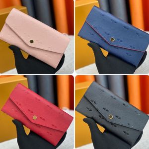 Carteras de diseño de flores Carteras de lujo para mujer Monedero con hebilla de cuero Monedero clásico con letras en relieve de alta calidad Monedero Caja original Titular de la tarjeta a cuadros Cartera larga