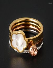 Bloemen vingerringen roestvrijstalen meerlagige combinatie witte schaalringen voor vrouwen kristalring mode bruiloft sieraden12512751