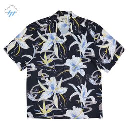 Bloemen Volledige afdruk Zwarte grijze shirts Men Dames Zomer Hawaiiaanse korte mouwen Shirts Hoge kwaliteit Casual tops