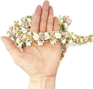 Bloemen Lace Edge Trim, 1 Yards Vintage Lint Rose Parel Kralen Stof Geborduurde Applique voor Naaien Bruidsjurk Party 122292