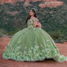 Bloemen nieuwe aankomst baljurk quinceanera jurken appliques parels vestidos de 15 anos corset jurk voor 15e prom verjaardag 322 th