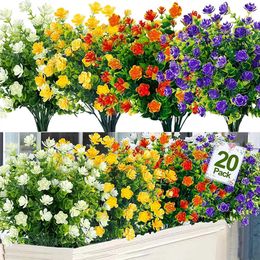 Bloemen planten 20 bundels kunstmatige outdoor decoratie UV resistent plastic voor buiten faux home decor 240117