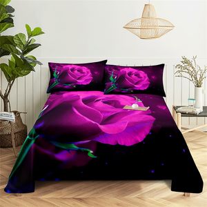 Bloemen, rode rozen 0,9/1.2/1.5/1.8/2,0 m beddengoed digitale print polyester bed platte vel met kussensloopafdruk beddengoed set