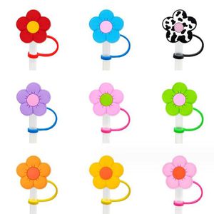 Couvercle de pailles en Pvc coloré, styles de fleurs, capuchon de protection, bouchon anti-poussière pour pailles de boisson de 7 à 8mm, breloques