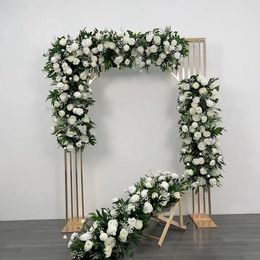 Les fleurs avec support sont 1 pièce) Nouveau design de fleur artificielle rose blanche chemin floral allée centres de table de mariage décoration chemin floral pour scène de fond de mariage