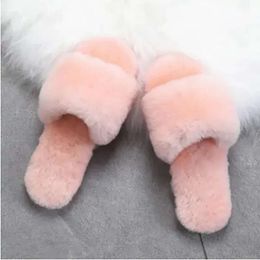 Fluff Women Sandales Chaussures Gris Gris Grown Pink Womens Softs Slides Slipper Keep Warm Slippers Chaussures Taille 36-40 02 A296 S S