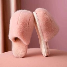 Fluff Women Sandales Chaussures Blanc Gris Gris Rose Berne Solides Soxe Slipper Gardez les pantoufles chaudes Taille 36-41 06 46B4 S