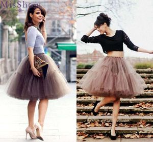 Pluizige 6 Lagen Baljurk Vrouwen Korte Rokken Knielengte Tutu Jurk Onderrok Zachte Tule Petticoat voor Club Cosplay marathon