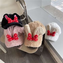 Fluffy Bow Rabbit Ear Baseball para femenino Autumn Winter New Sweet y lindo Moda Versátil Pato Sombrero